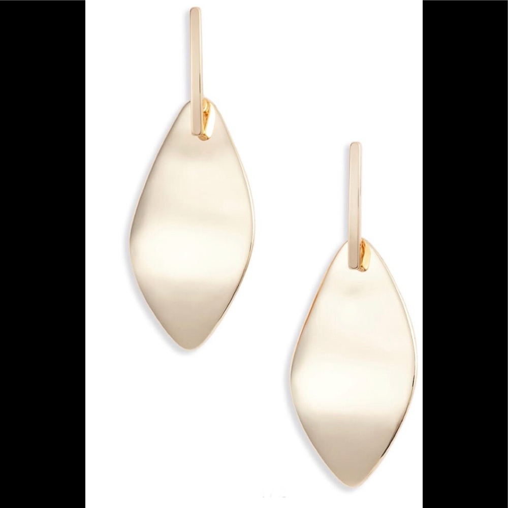 HALOGEN Abstract Metal Leaf Drop Earrings